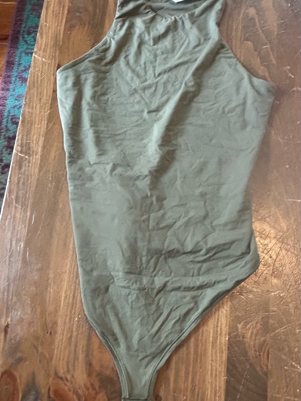 VS PINK Olive Green Sleeveless Seamless Bodysuit size large NWT
